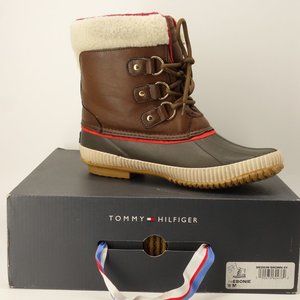 NEW TOMMY HILFIGER EBONIE Medium Brown Snow Duck Boots